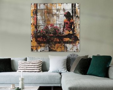 Graffiti raam bloemen meisje roest metaal stedelijk van gm_designs