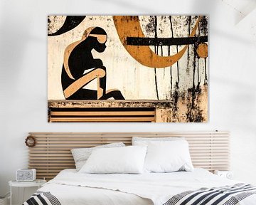 Denkende aap in abstracte stijl van Art & Soul Creations