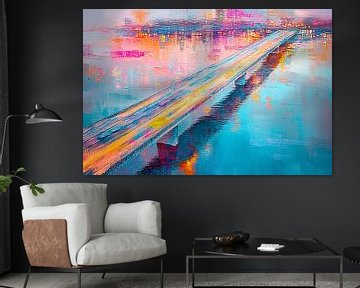 Kleurrijke abstracte brug over water van Imperial Art House