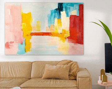 Colourful abstract bridge and city