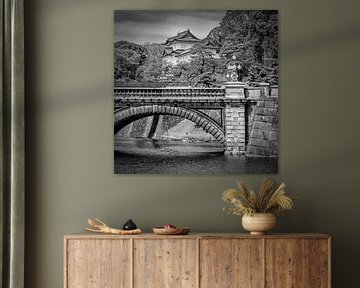 Seimon Ishibashi et Nijubashi avec le Palais impérial | monochrome sur Melanie Viola