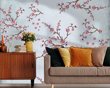 Kersenbloesemtakken met roze bloemen van Monika Strigel