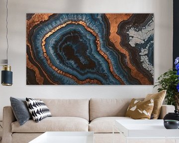 Dramatischer Marmor Blau Kupfer Gold von Monika Strigel