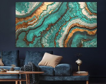Wirling Patterns In Vibrant Turquoise by Monika Strigel