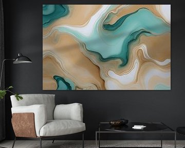Marble Liquid Waves Beige Mint by Monika Strigel