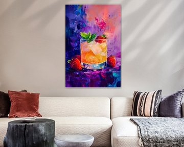 'Happy Hour' Cocktail in Blauw, Paars en Oranje van Studio Ypie