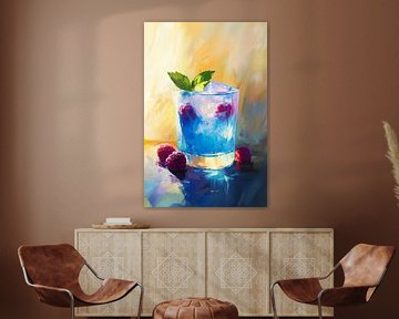 'Happy Hour' Cocktail in Blauw, Geel en Rood van Studio Ypie