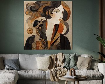 Elegante Vrouw met Bloemen van Kunst Kriebels