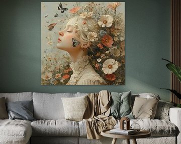 Bloemen en Vlinders van Blikvanger Schilderijen
