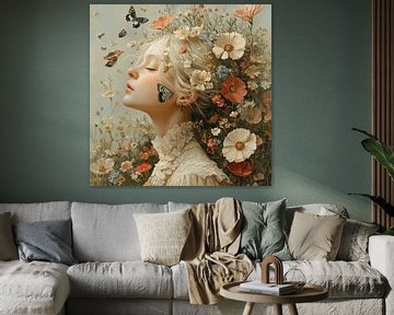 Bloemen en Vlinders van Blikvanger Schilderijen