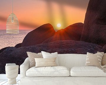 Sunset at the Côte de Granit Rose, Brittany, France by Henk Meijer Photography