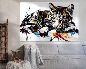 Abstracte kleurrijke kat illustratie van Imperial Art House