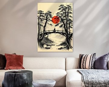 Japanse samoerai op een brug van MIROKKU