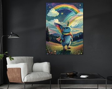 Regenbogenkaninchen auf einem Feld von MIROKKU