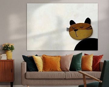 Minimalistisch kattenontwerp op muur van Art & Soul Creations