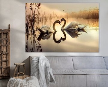Swans in serene morning glow by Imperial Art House
