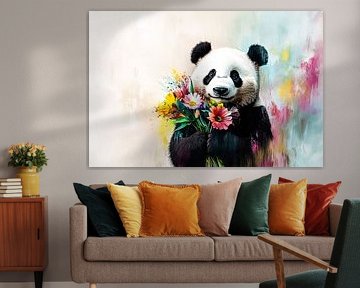 Panda with flowers artwork by Imperial Art House