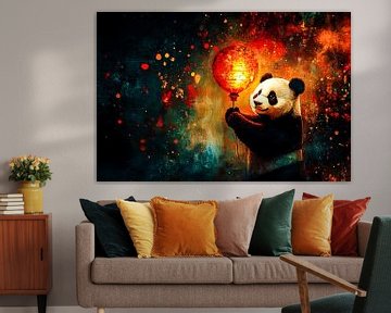 Panda met gloeiende lantaarn van Imperial Art House