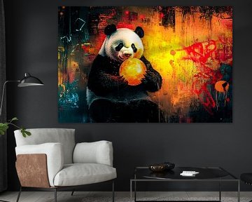 Panda met gloeiende maan van Imperial Art House