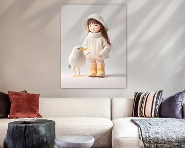 Woolly girl and bird... by Ans Bastiaanssen