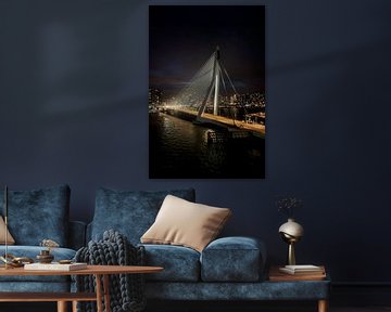Erasmusbrug bij Nacht – Rotterdam Skyline van Studio Ypie
