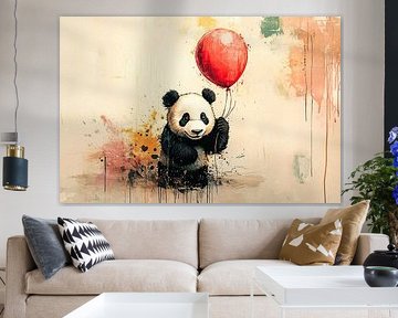 Panda with red balloon by Imperial Art House