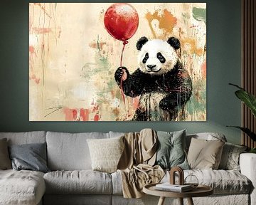 Panda met rode ballon van Imperial Art House