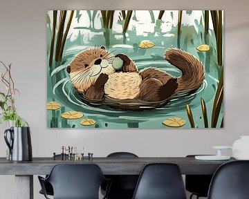 Schattige otter in het water van Imperial Art House