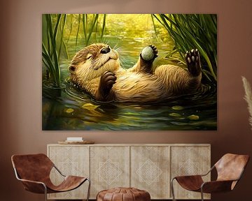 Otter geniet in de rivier van Imperial Art House