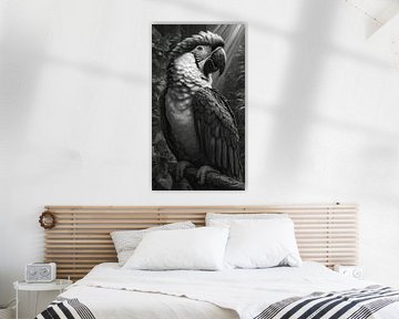 zwart-wit papegaai-kaketoe-ara van Gelissen Artworks