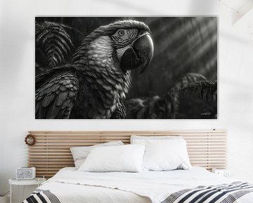 zwart-wit papegaai-kaketoe-ara van Gelissen Artworks
