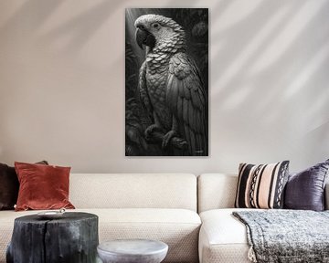 zwart-wit papegaai-kaketoe-ara van Gelissen Artworks