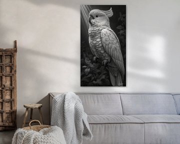 zwart-wit papegaai-kaketoe-ara van Gelissen Artworks