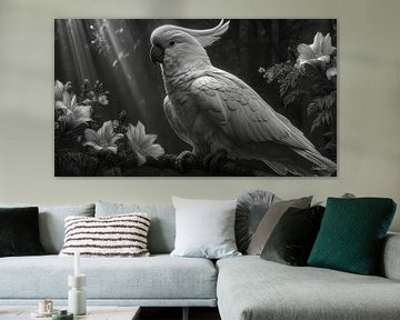 zwart-wit papegaai-kaketoe-ara van Gelissen Artworks