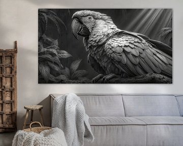 zwart-wit papegaai-kaketoe-ara van Gelissen Artworks