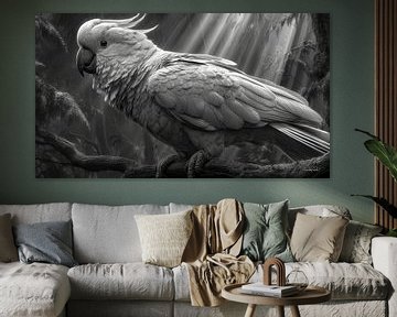 zwart-wit papegaai-kaketoe-ara van Gelissen Artworks