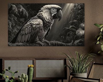 zwart-wit papegaai-kaketoe-ara van Gelissen Artworks