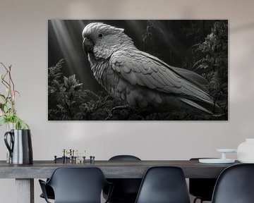 zwart-wit papegaai-kaketoe-ara van Gelissen Artworks