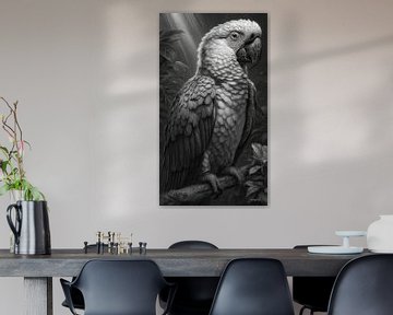 zwart-wit papegaai-kaketoe-ara van Gelissen Artworks