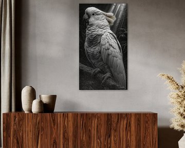 zwart-wit papegaai-kaketoe-ara van Gelissen Artworks