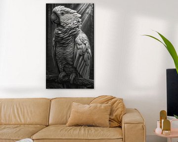 zwart-wit papegaai-kaketoe-ara van Gelissen Artworks