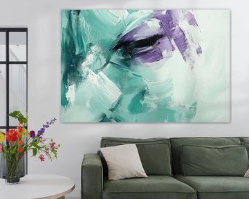 Oog in Abstracte Turquoise Beweging van Eva Lee