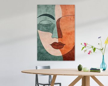 Vrouw Portret in Aards Geometrisch Contrast van Eva Lee
