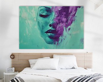 Vrouw Portret in Turquoise Droomtoestand van Eva Lee