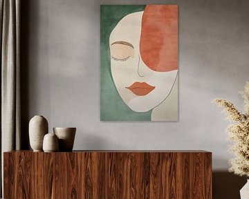 Woman Portrait in Soft Abstract Balance by Eva Lee