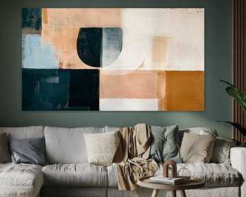 Geometric Abstract in Earth tones and Blue Accents