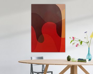 Vintage Abstractie in warm rood, bruin, geel van Dina Dankers