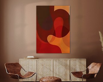 Abstracte organische vormen in oranje, rood, bruin van Dina Dankers