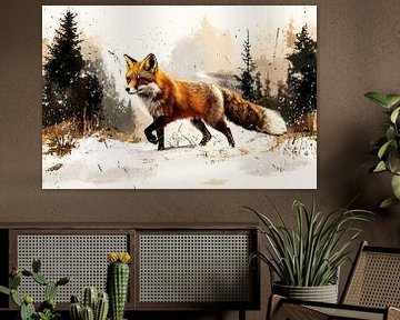Vos in winterlandschap schilderij van Imperial Art House