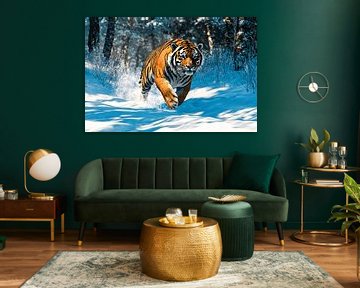 Krachtige tijger in besneeuwd landschap van Imperial Art House